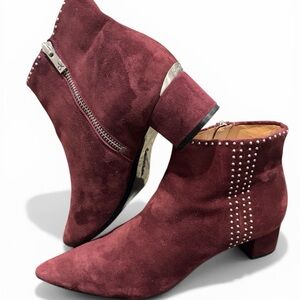 Calvin Klein Burgundy Suede Studded Ankle Boots